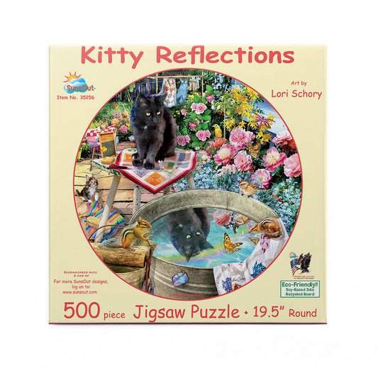 Kitty Reflections 500 pc Round Jigsaw Puzzle 35256