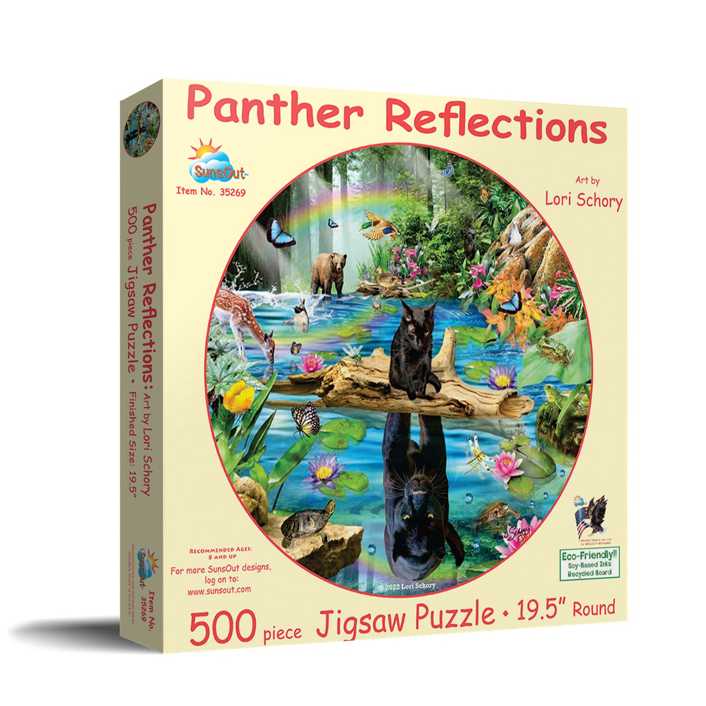 Panther Reflections 500 pc Round Jigsaw Puzzle 35269