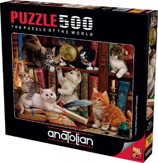 Kittens in the Library 500 pc  Jigsaw Puzzle 3618