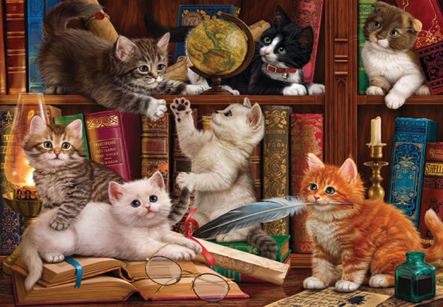 Kittens in the Library 500 pc  Jigsaw Puzzle 3618