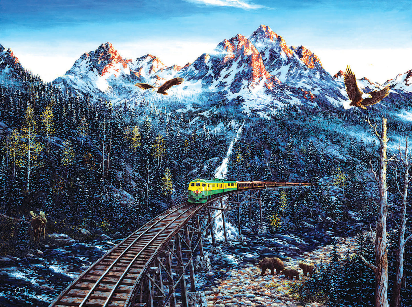 Train and Eagle 1000 pc  Jigsaw Puzzle 36546