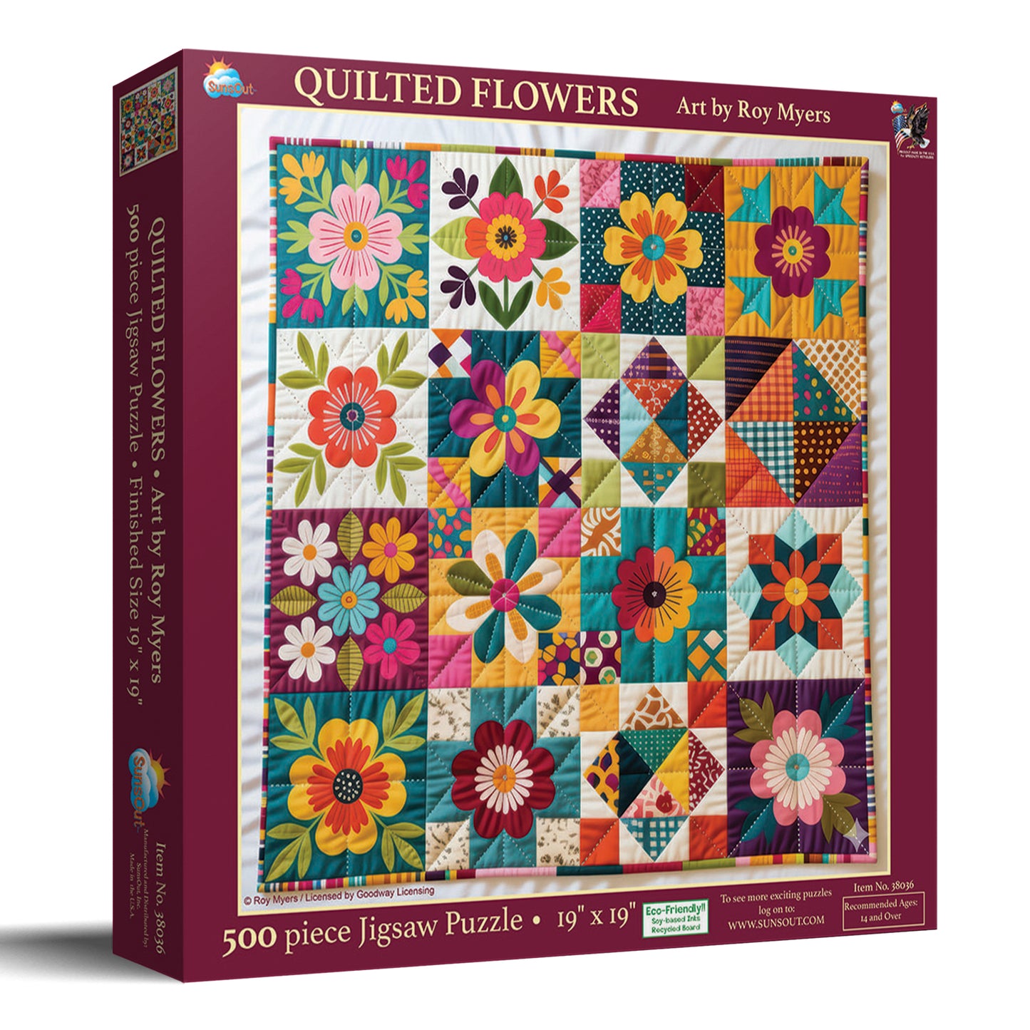 Quilted Flowers 500 pc  Jigsaw Puzzle 38036