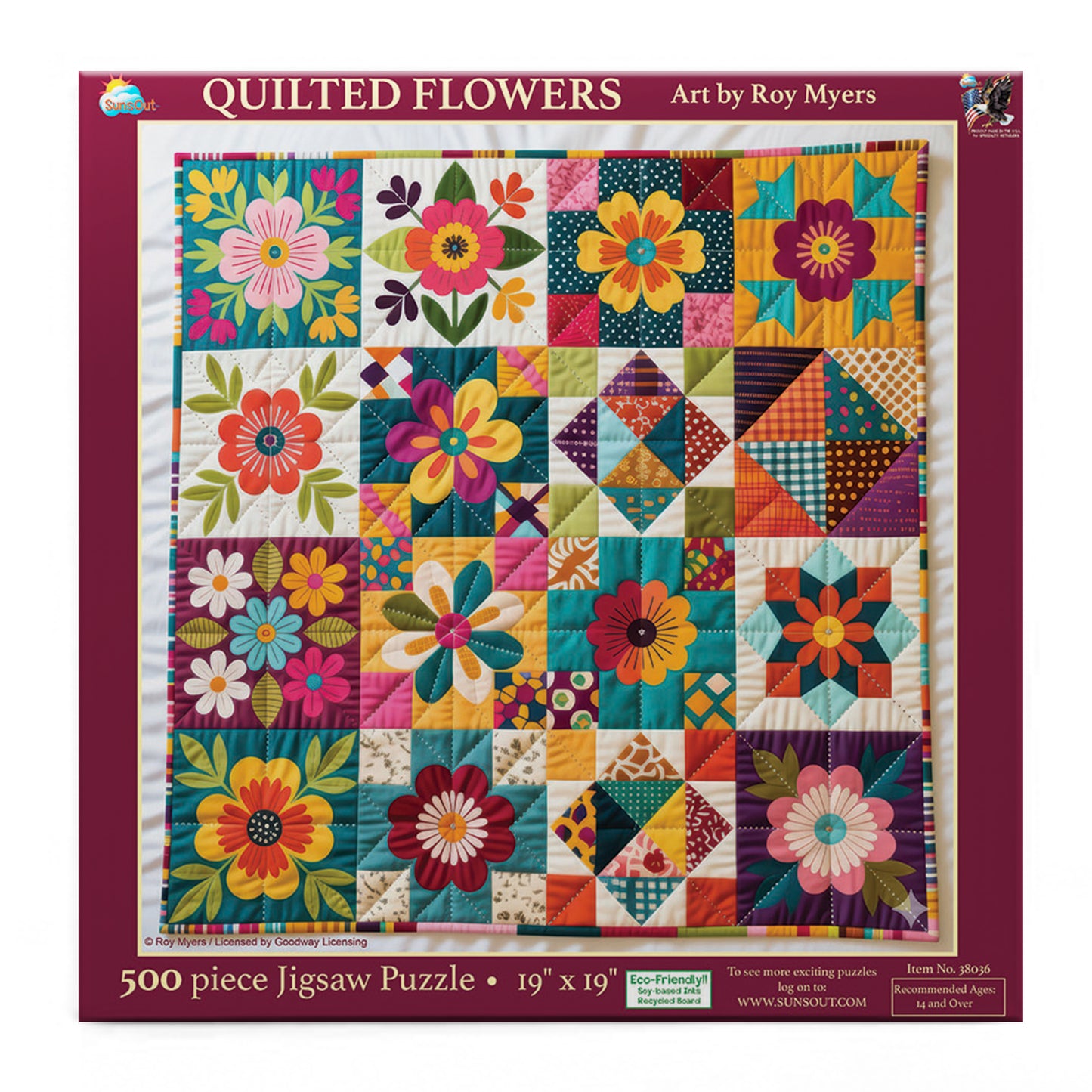 Quilted Flowers 500 pc  Jigsaw Puzzle 38036