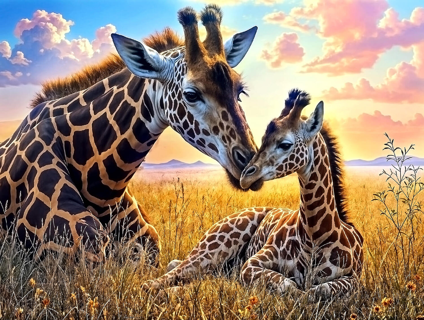 Giraffe Meadow 500 pc  Jigsaw Puzzle 39021