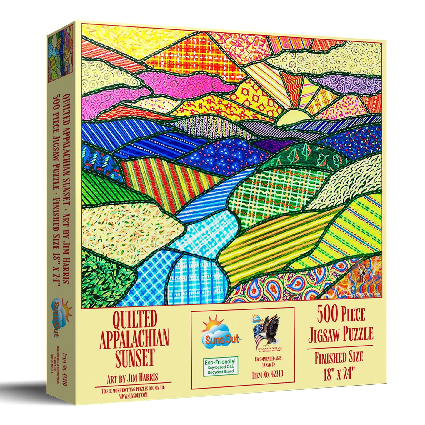 Quilted Appalachian Sunset 500 pc  Jigsaw Puzzle 42310