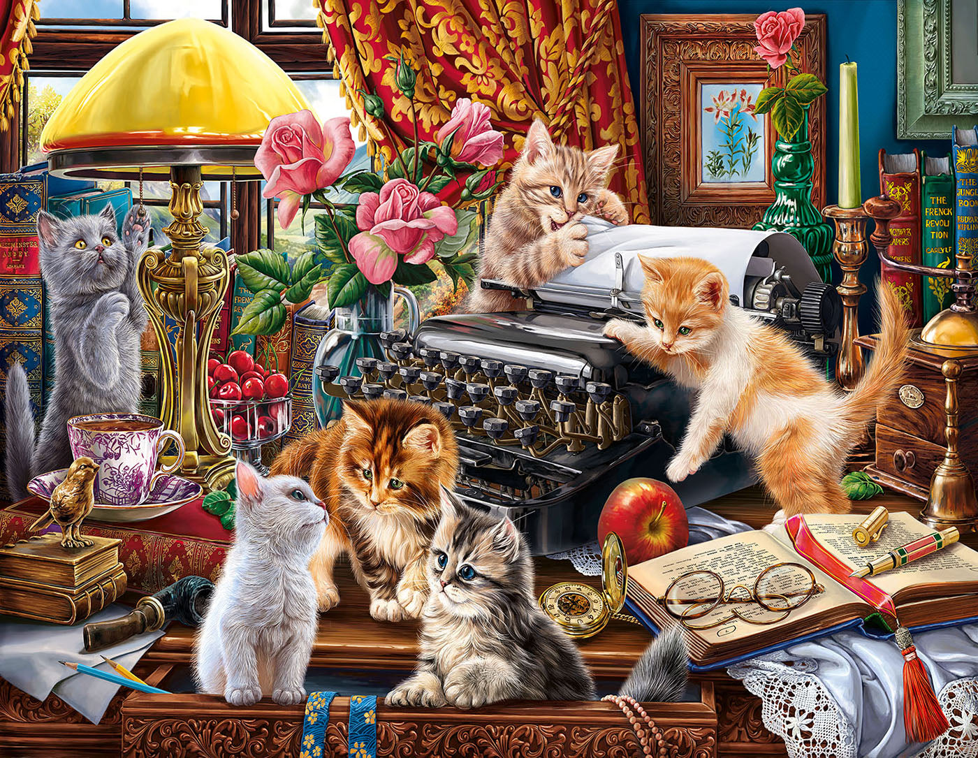 Kittens in the Writer's Office 1000 pc Large Pieces Jigsaw Puzzle 42948
