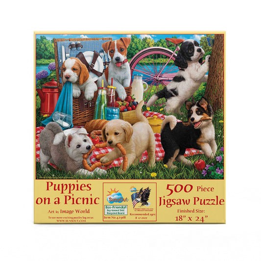 Puppies on a Picnic 500 pc  Jigsaw Puzzle 42968