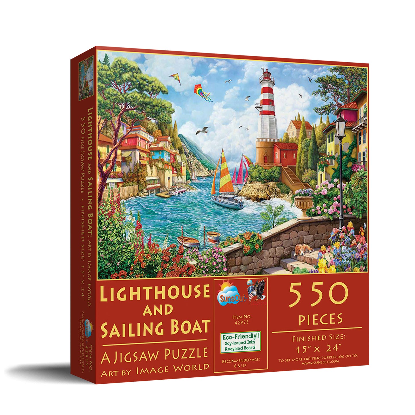 Lighthouse and Sailing Boat 550 pc  Jigsaw Puzzle 42975