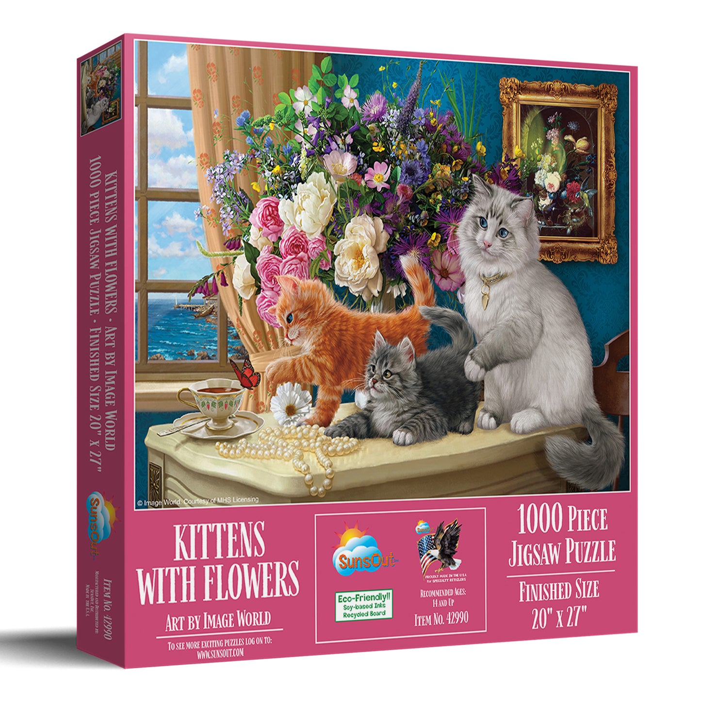 Kittens with flowers 1000 pc  Jigsaw Puzzle 42990