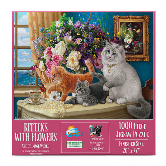 Kittens with flowers 1000 pc  Jigsaw Puzzle 42990