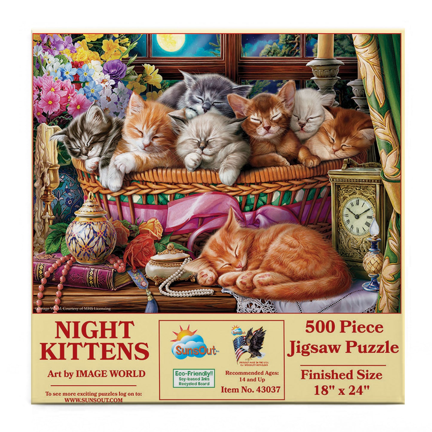 Night Kittens 500 pc  Jigsaw Puzzle 43037