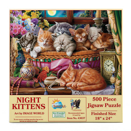Night Kittens 500 pc  Jigsaw Puzzle 43037