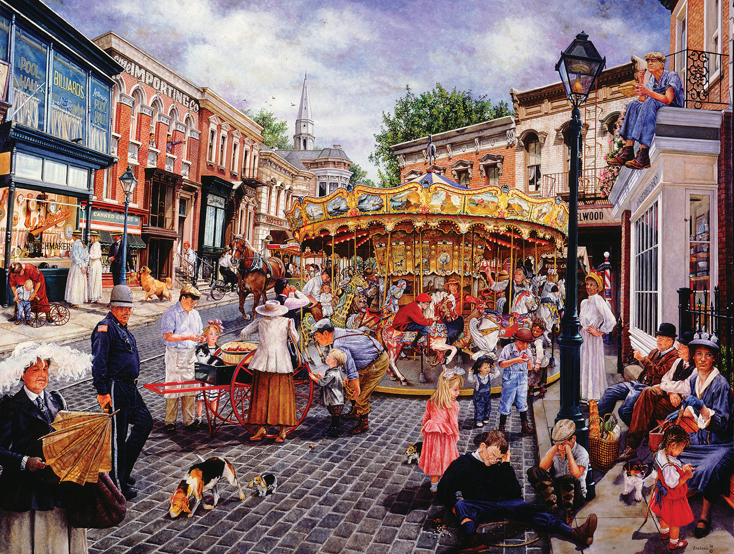 Town Carousel 1000 pc Large Pieces Jigsaw Puzzle 44453