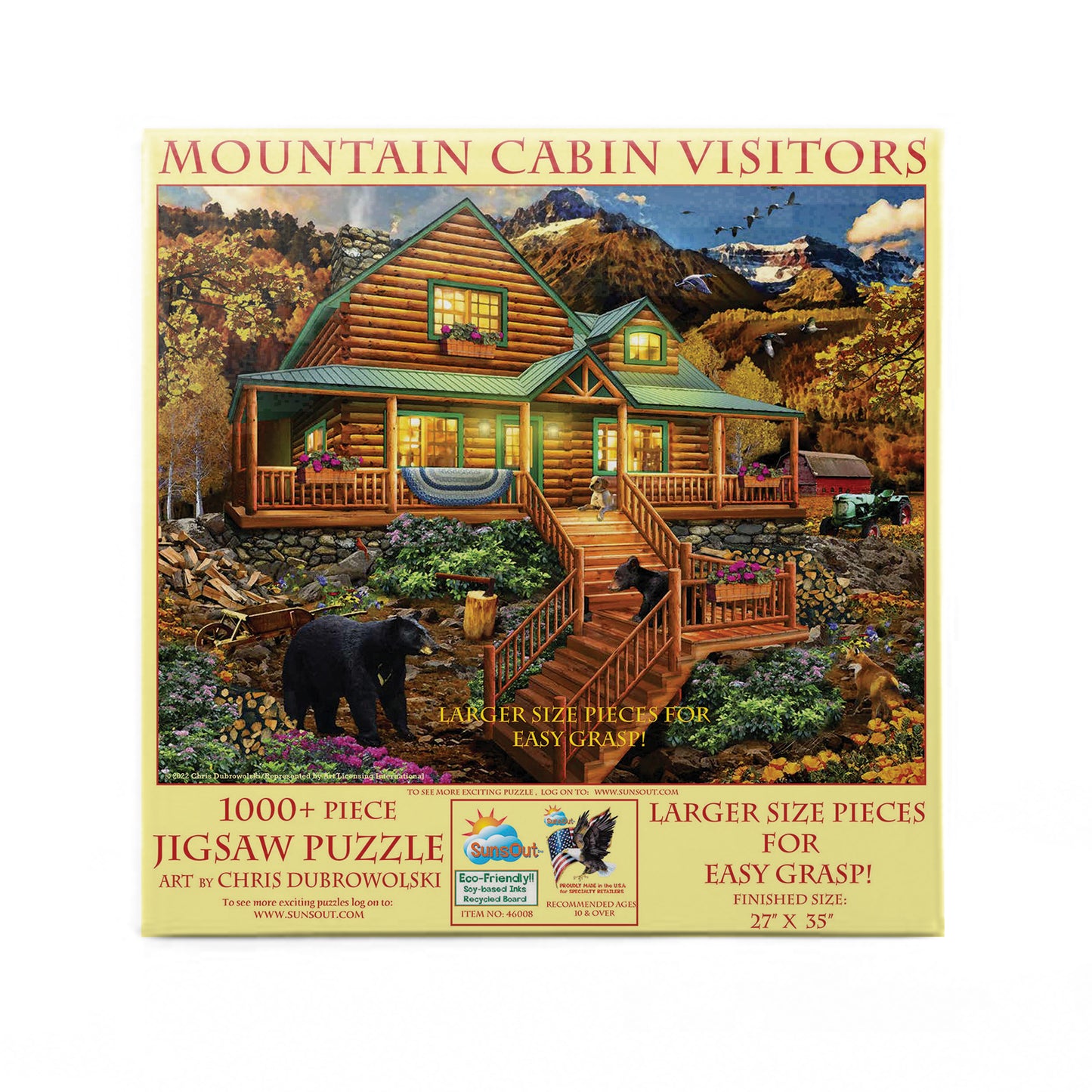 Mountain Cabin Visitors 1000 pc Large Pieces Jigsaw Puzzle 46008