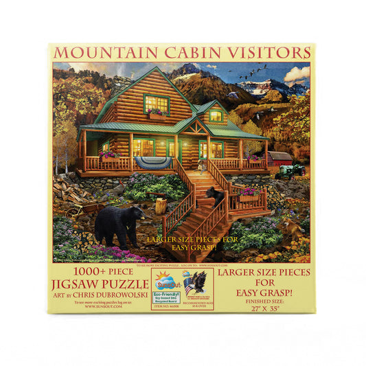 Mountain Cabin Visitors 1000 pc Large Pieces Jigsaw Puzzle 46008
