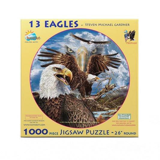 13 Eagles 1000 pc Round Jigsaw Puzzle 46591