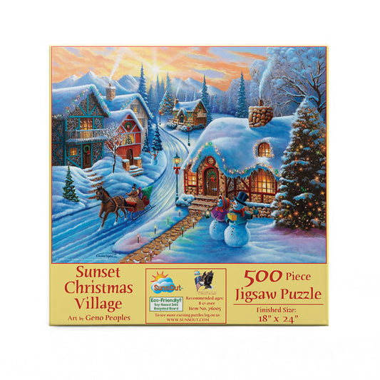 Sunset Christmas Village 500 pc  Jigsaw Puzzle 51375