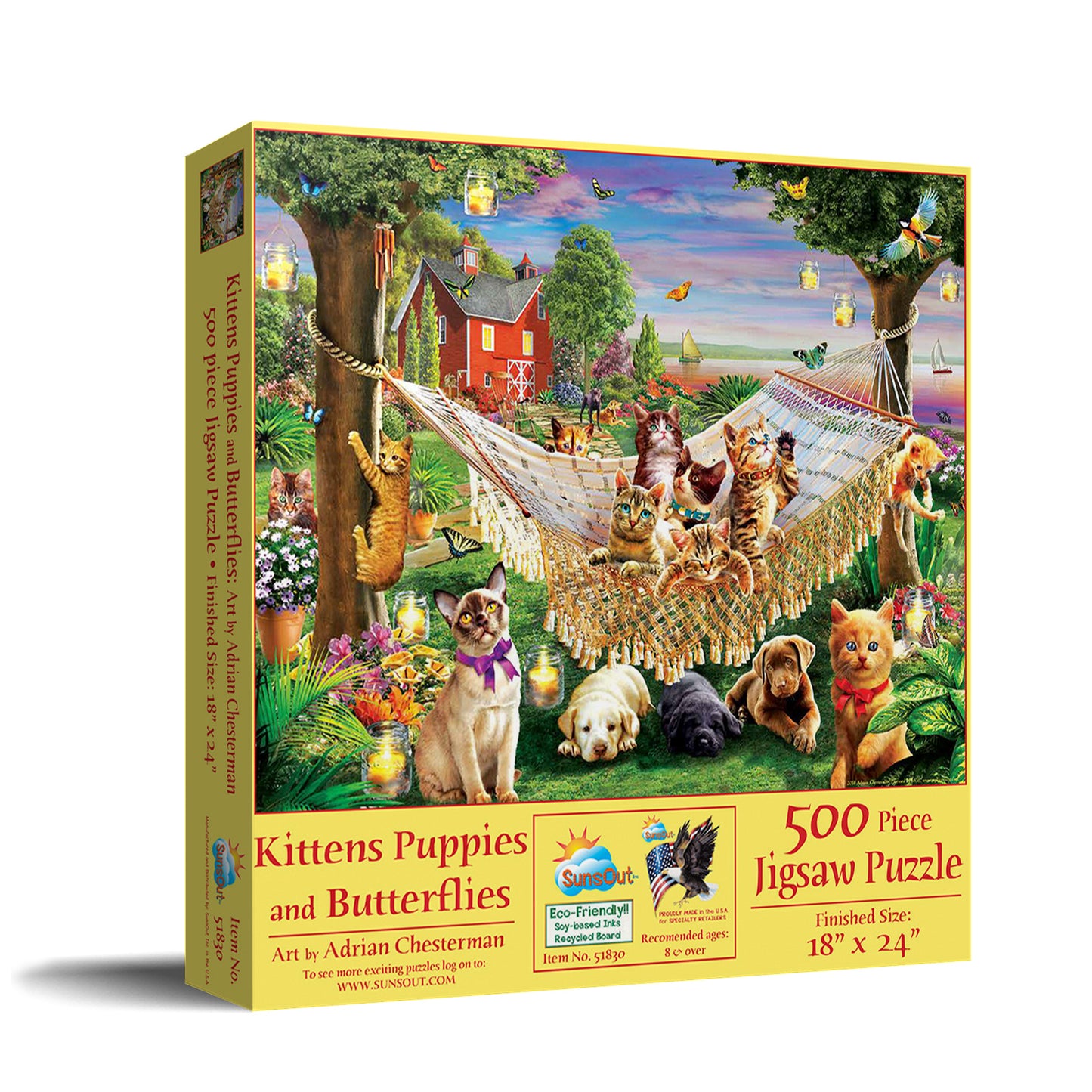 Kittens Puppies and Butterflies 500 pc  Jigsaw Puzzle 51830