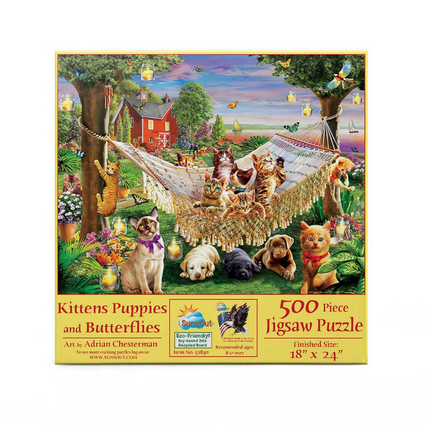 Kittens Puppies and Butterflies 500 pc  Jigsaw Puzzle 51830