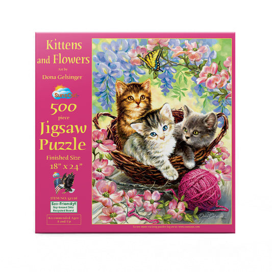 Kittens and Flowers 500 pc  Jigsaw Puzzle 57216