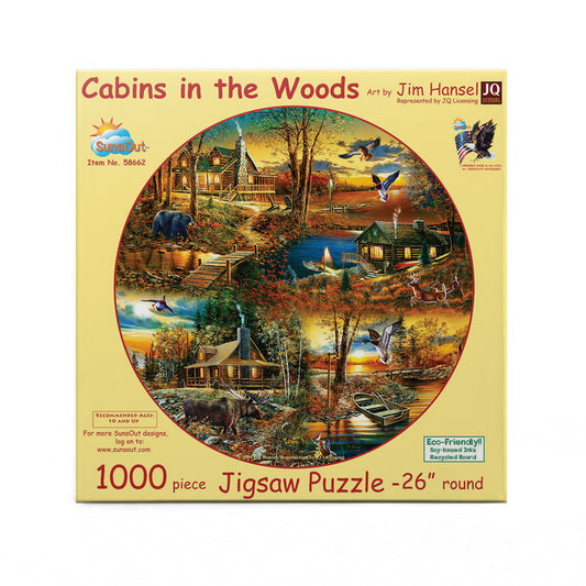 Cabins in the Woods 1000 pc Round Jigsaw Puzzle 58662