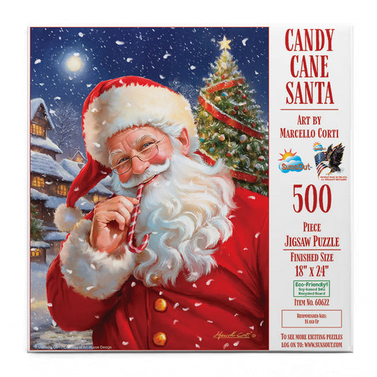 Candy Cane Santa 500 pc  Jigsaw Puzzle 60622