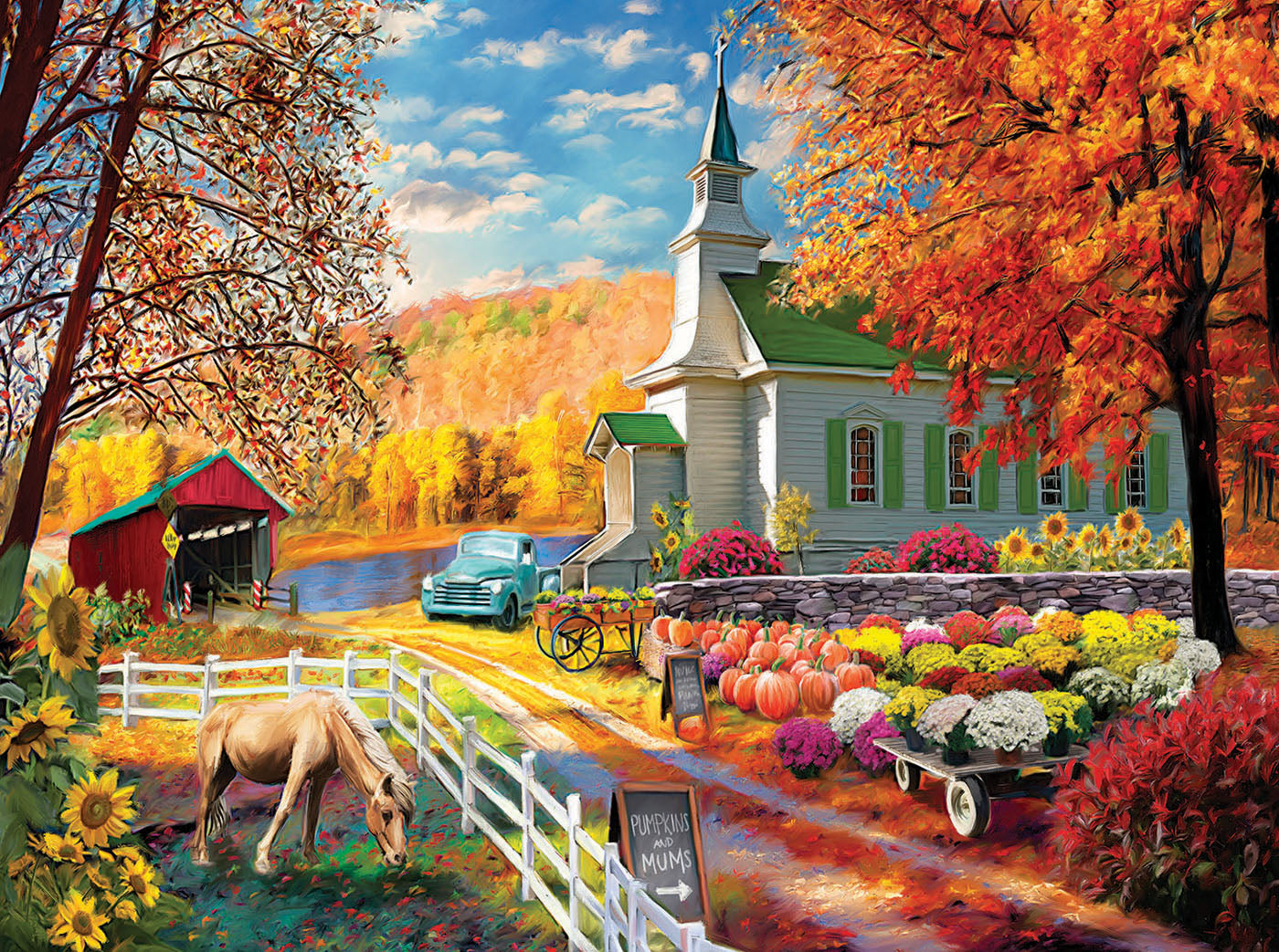 Fall church 1000 pc  Jigsaw Puzzle 65021