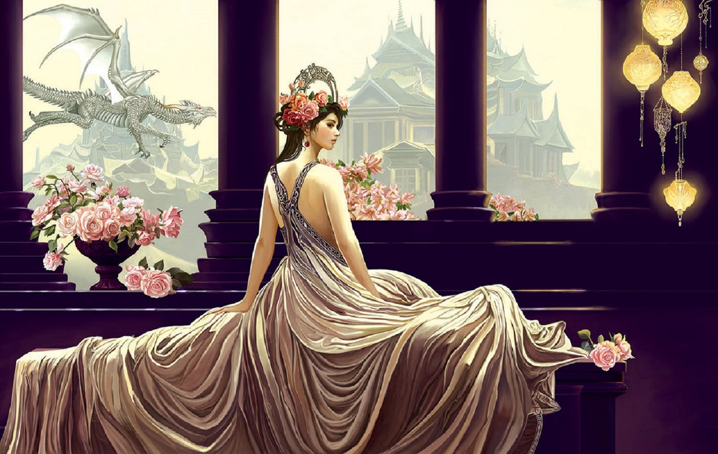 Princess with Pink Roses 550 pc  Jigsaw Puzzle 67818