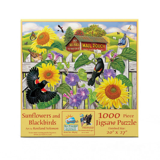 Sunflowers and Blackbirds 1000 pc  Jigsaw Puzzle 68464