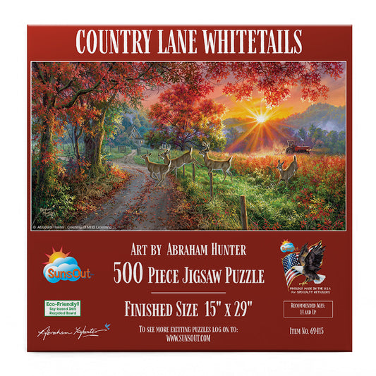 Country Lane Whitetails 500 pc  Jigsaw Puzzle 69415
