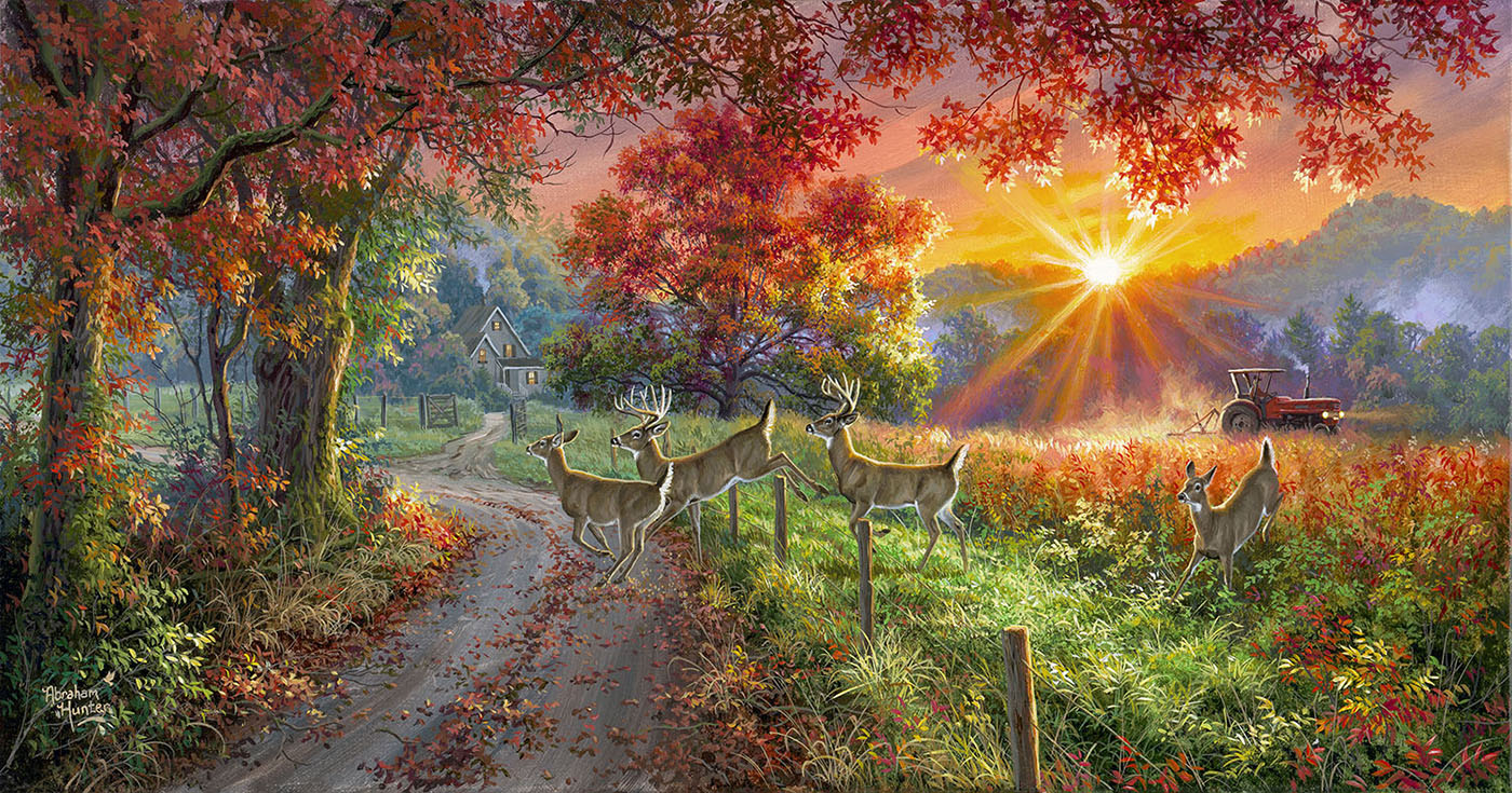 Country Lane Whitetails 500 pc  Jigsaw Puzzle 69415