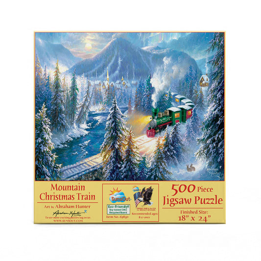 Mountain Christmas Train 500 pc  Jigsaw Puzzle 69830