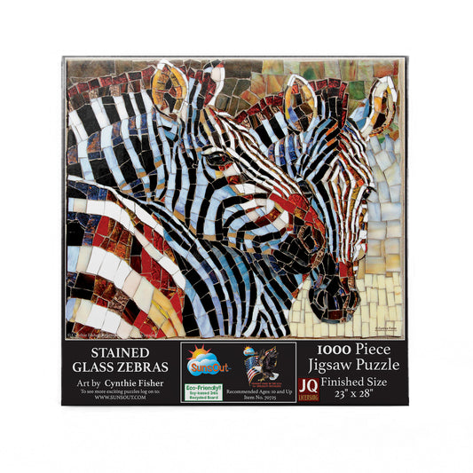 Stained Glass Zebras 1000 pc  Jigsaw Puzzle 70725