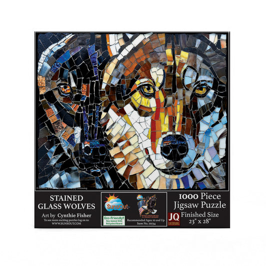 Stained Glass Wolves 1000 pc  Jigsaw Puzzle 70734