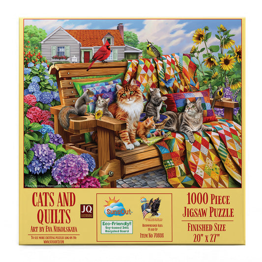 Cats and Quilts 1000 pc  Jigsaw Puzzle 70808