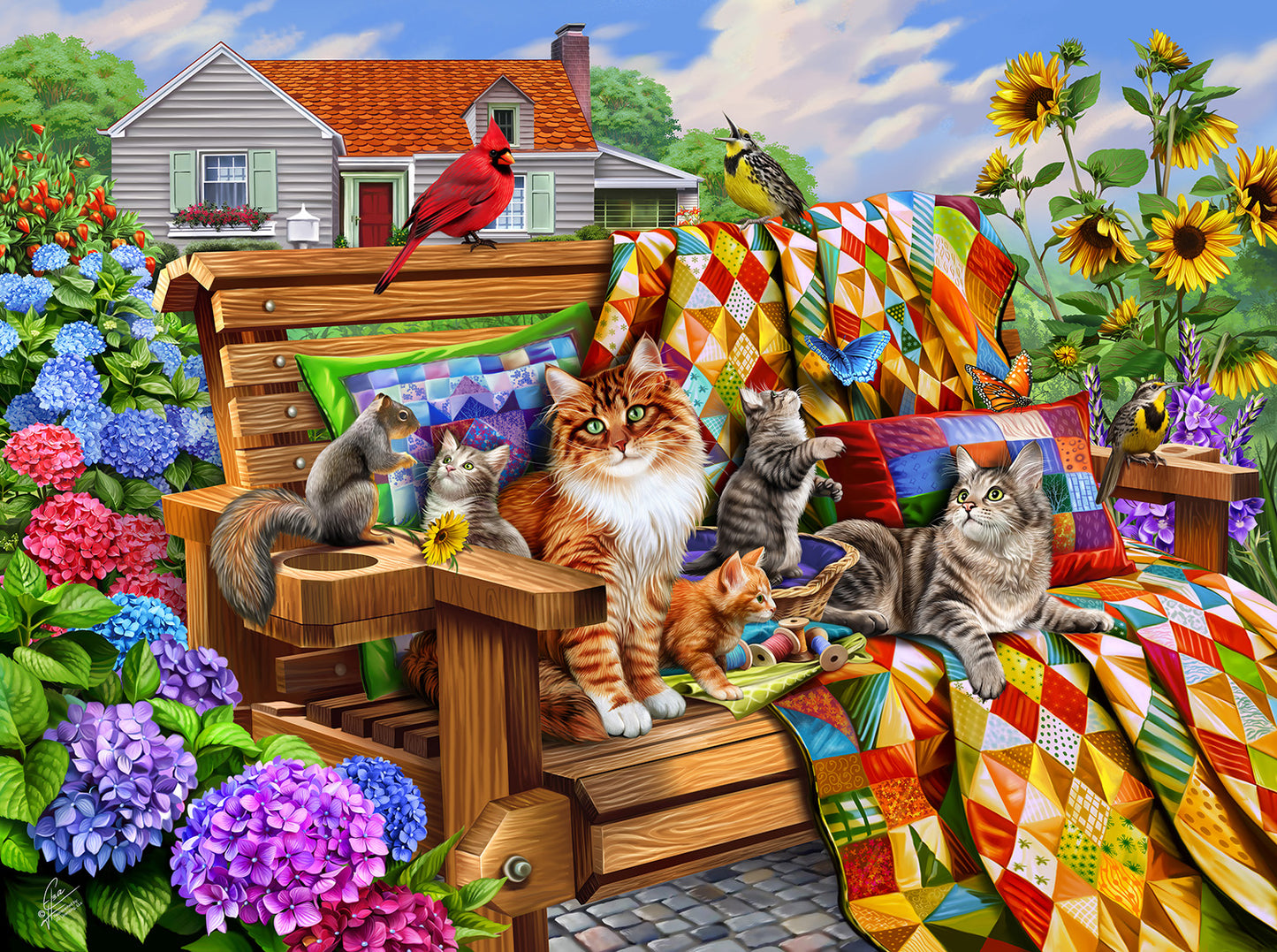 Cats and Quilts 1000 pc  Jigsaw Puzzle 70808