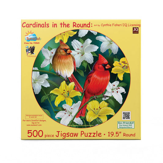 Cardinals in the Round 500 pc Round Jigsaw Puzzle 70965