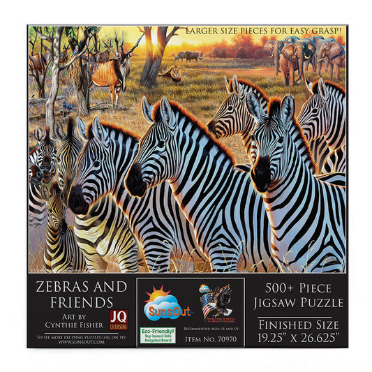 Zebras and Friends 500 pc Large Pieces Jigsaw Puzzle 70970