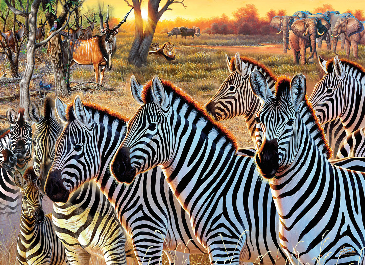 Zebras and Friends 500 pc Large Pieces Jigsaw Puzzle 70970