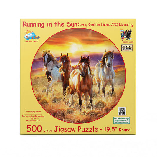 Running in the sun 500 pc Round Jigsaw Puzzle 70997