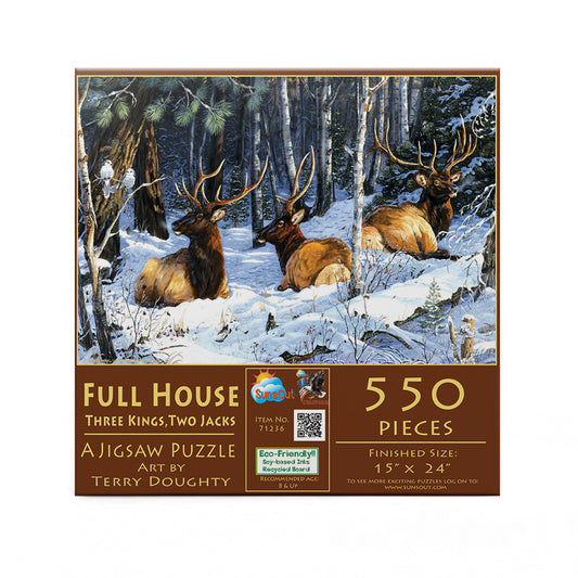 Full House Three Kings Two Jacks 550 pc  Jigsaw Puzzle 71236