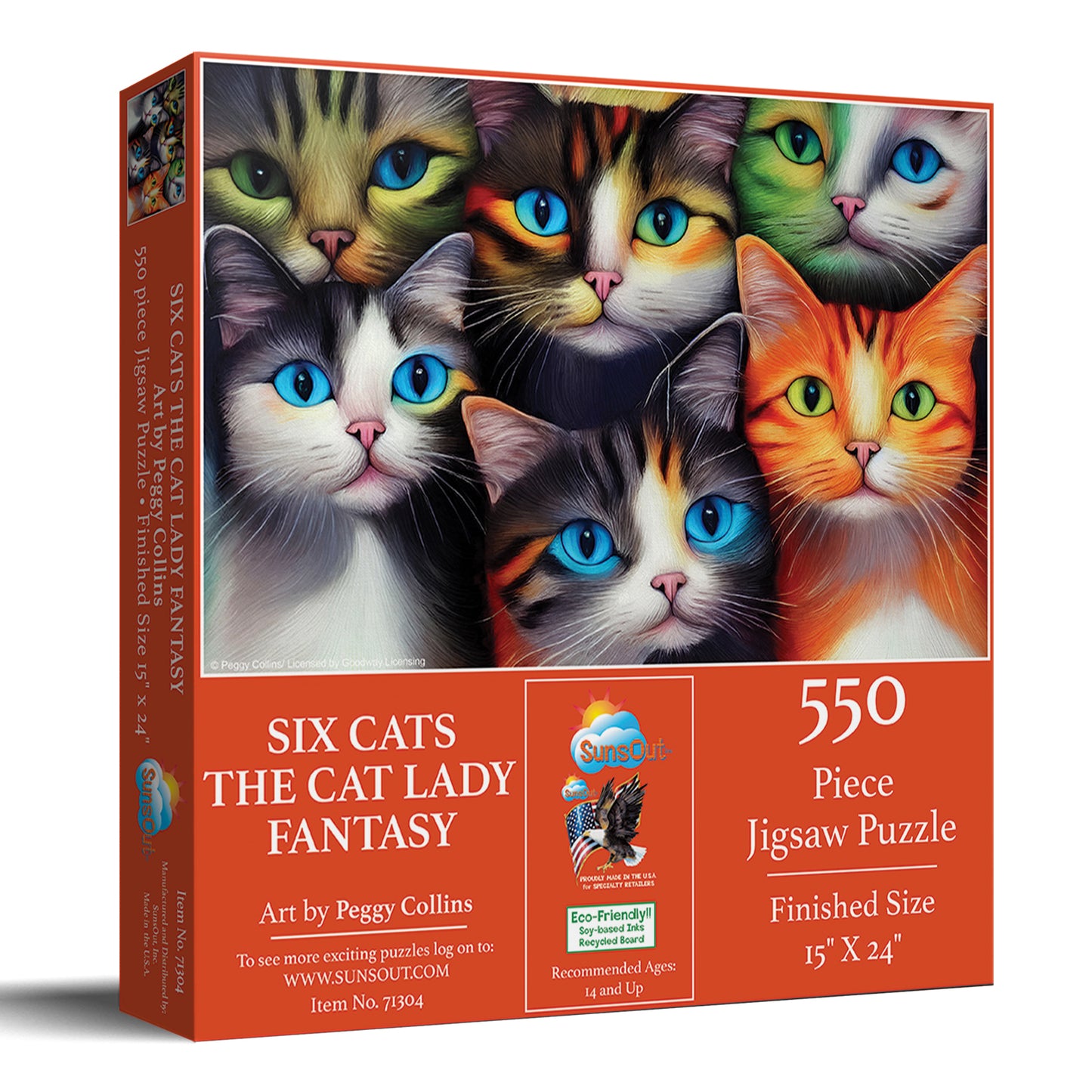 Six Cats the Cat Lady Fantasy 550 pc  Jigsaw Puzzle 71304