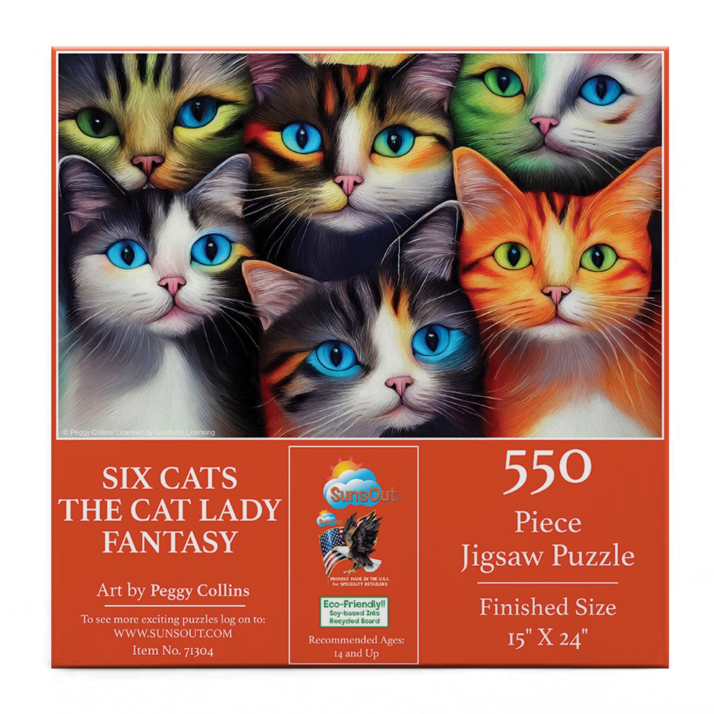 Six Cats the Cat Lady Fantasy 550 pc  Jigsaw Puzzle 71304