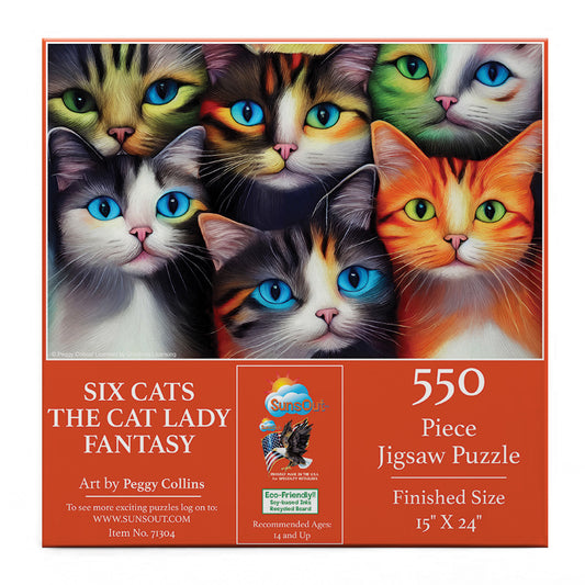 Six Cats the Cat Lady Fantasy 550 pc  Jigsaw Puzzle 71304