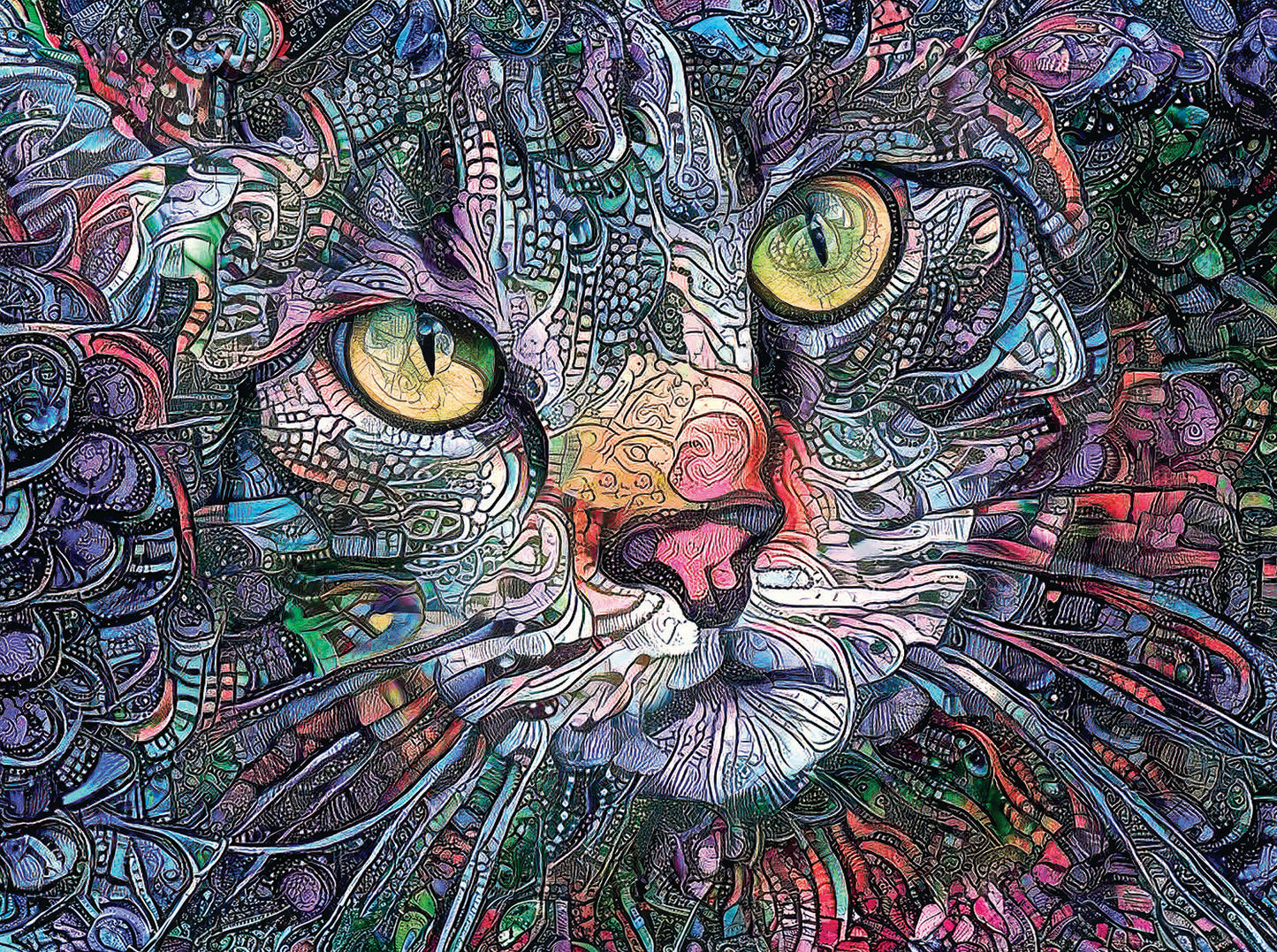 Psychedelic Kitty Cat 1000 pc  Jigsaw Puzzle 71307