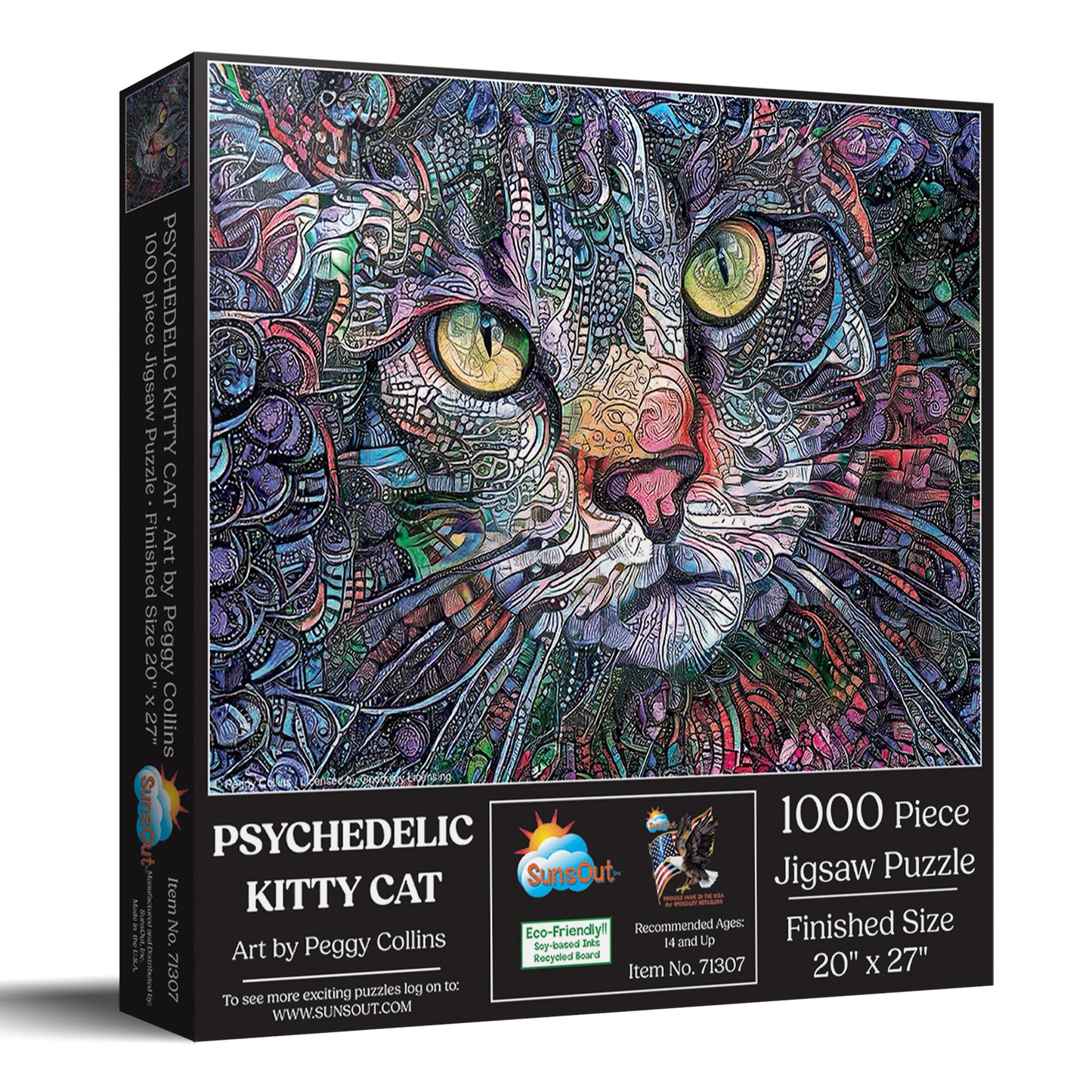 Psychedelic Kitty Cat 1000 pc  Jigsaw Puzzle 71307
