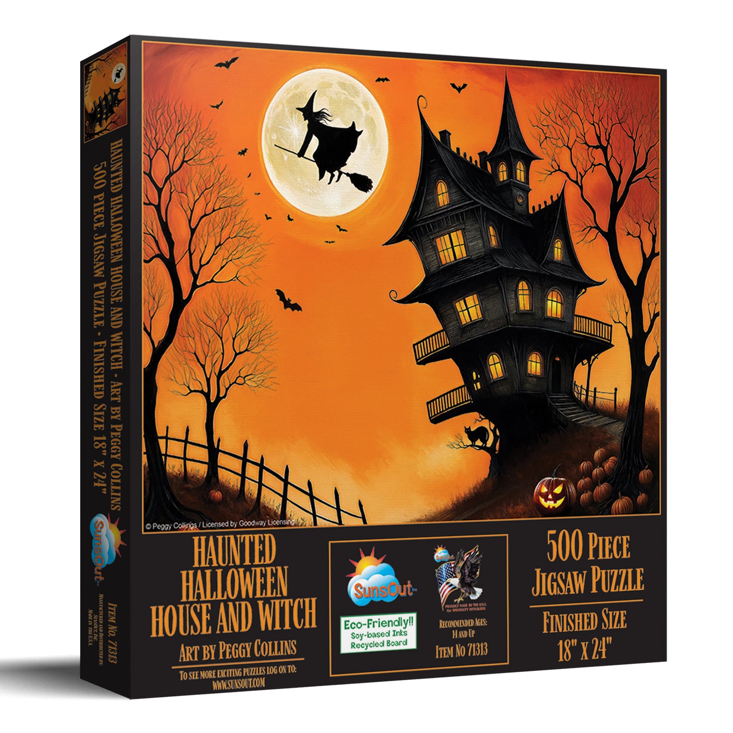 Haunted Halloween House and Witch 500 pc  Jigsaw Puzzle 71313