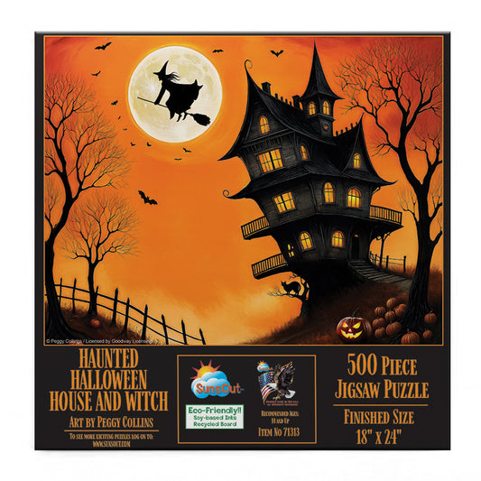 Haunted Halloween House and Witch 500 pc  Jigsaw Puzzle 71313