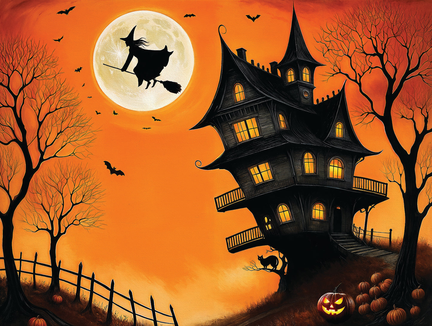 Haunted Halloween House and Witch 500 pc  Jigsaw Puzzle 71313
