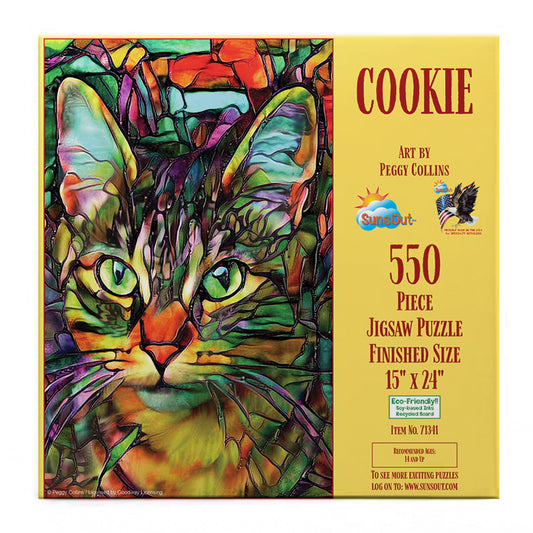 Cookie Stained Glass Cat 550 pc  Jigsaw Puzzle 71341